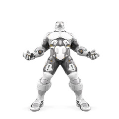 future soldier is looking up on white background