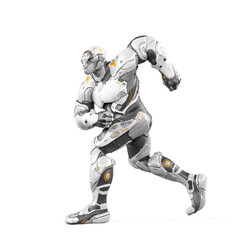 future soldier is walking on white background side view