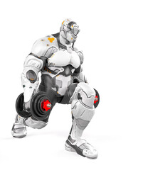 future soldier is working out on white background