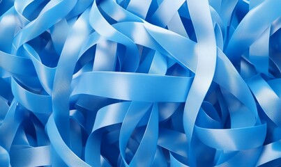 Abstract wallpaper formed from Blue 3D Ribbons. Colorful with copy-space.