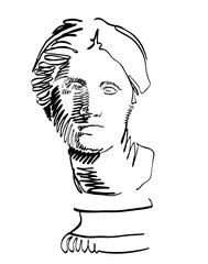 Head of an ancient female goddess, freestyle abstract vector illustration