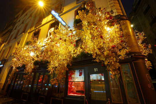 PARIS, FRANCE - December 14 , 2024 Restaurant Laperouse decorated for Christmas . It is one of most prestigious establishments in Paris,. . Located in old mansion on Seine embankment