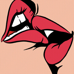 Kiss. Two persons kissing, face detail, pop art comic retro vector illustration