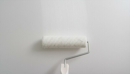 Obraz premium Roller applying paint to wall, scene of smooth rolling on wall