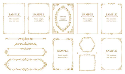 Set of Decorative vintage frames and borders. Vector decor. floral ornament..eps
