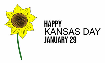 Happy Kansas Day with sunflower tree, suitable for banner, poster, flyer, sticker or card design