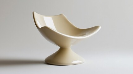 Modern beige sculptural chair on a minimalist background.