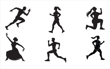 Silhouettes of Fitness Enthusiasts and Dancers in Action