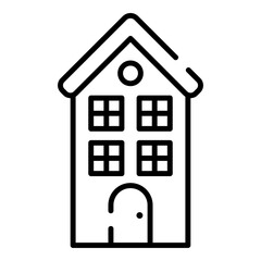 Multi story house, apartment black line icon
