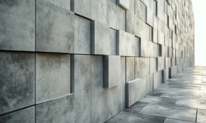 Polished, Rectangular Wall background with tiles. Concrete, tile Wallpaper with Semigloss blocks.
