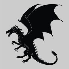 Obraz premium Dragon silhouette vector design art and illustration