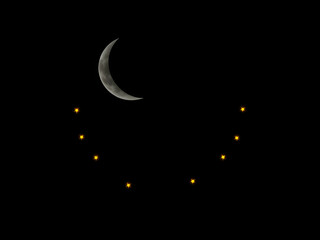Crescent Moon and Stars: Night Sky Serenity 