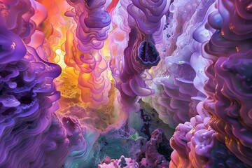 Obraz premium Abstract background of colorful organic shapes forming a cavern
