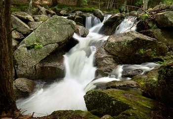 Silky water of a waterfall on Andrews Brook, New Hampshire.