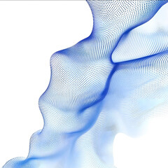 Abstract blue gradient background with sound waves 3D render white background wireframe mesh pattern digital concept design of an air element in the shape of abstra