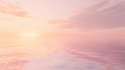 Obraz premium A breathtaking sunrise over a calm ocean, featuring soft pink and orange reflections on the water, creating a peaceful and inspiring atmosphere.