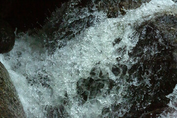 Patterns revealed in Andrew Brook waterfall in Newbury, New Hampshire.