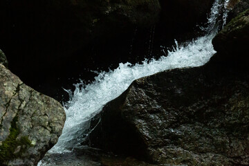 Patterns revealed in Andrew Brook waterfall in Newbury, New Hampshire.