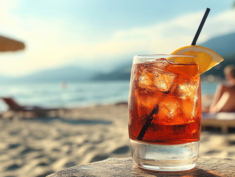 glass of aperol spritz cocktail