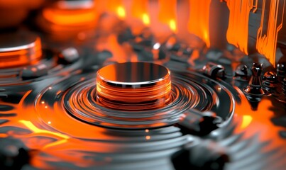 Sound Wave and Audio Technology Concept. Orange, Futuristic Digital Style. .