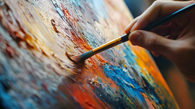 acercamiento de una persona pintando una obra de arte sobre un lienzo inspiracion y relajacion obras de arte dise&ntilde;o artistico