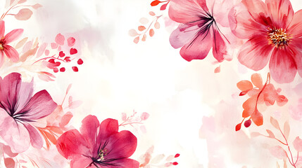 un fondo creativo claro con espacio de copia con flores pintadas en acuarela para diseño de plantilla