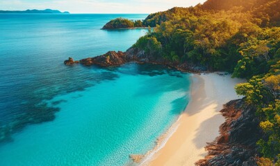 Travel wallpaper with Marvellous Sunshine Beach in the Commonwealth. Luxury Honeymoon Landscape.