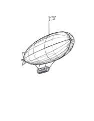 Obraz premium Hand drawn airship isolated on background, with white tones