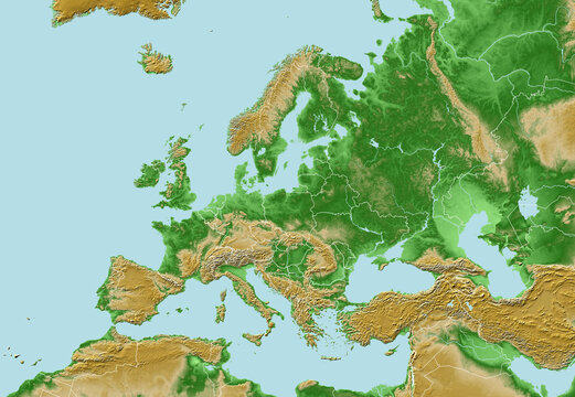 Map of Europe with elevations
