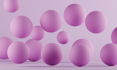 Floating Pink and Purple Spheres on a Light Purple Background