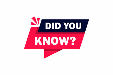 Did You Know? - Banner, Speech Bubble, Label, Ribbon Template. Trendy Ribbon Banner with Text Did You Know? vector illustration