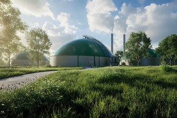 Sustainable Biogas Plant in Lush Green Fields