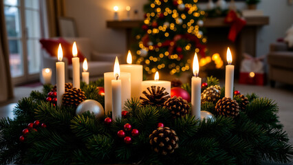 christmas candles on the table