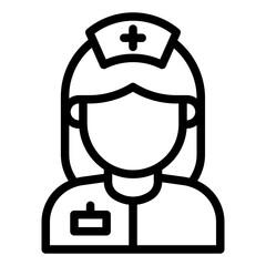 Female nurse avatar outline icon representing nursing and healthcare
