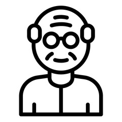 Elderly old man avatar outline icon representing geriatric nursing care