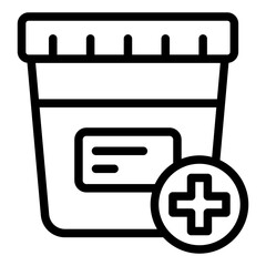 Urine sample container outline icon for medical test and diagnostics