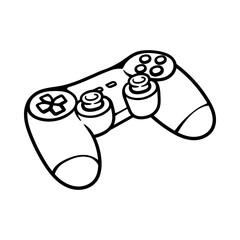 game console controller stick isolated drawing line art style sketch classic vintage design illustration