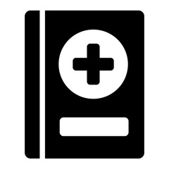 Medical handbook glyph icon for nursing and healthcare reference