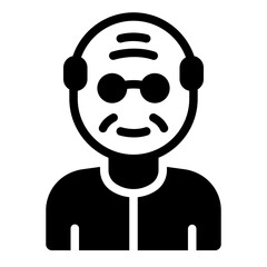 Elderly old man avatar glyph icon representing geriatric nursing care