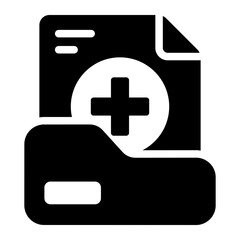 Medical record glyph icon for healthcare documentation and nursing