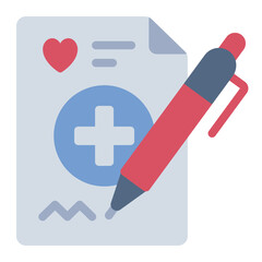 Medical report flat icon for healthcare and patient documentation
