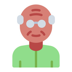 Elderly old man avatar flat icon representing geriatric nursing care