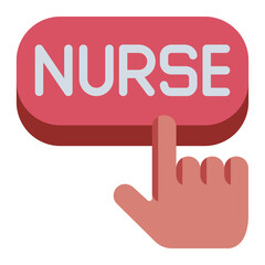 Nurse call button flat icon for patient assistance and hospital care