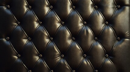 Dark brown tufted leather upholstery texture.