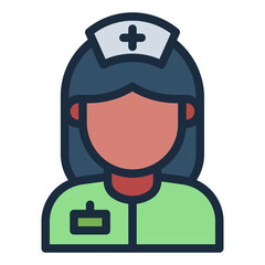 Female nurse avatar filled line icon representing nursing and healthcare