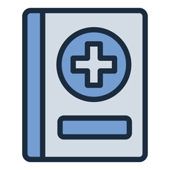 Medical handbook filled line icon for nursing and healthcare reference