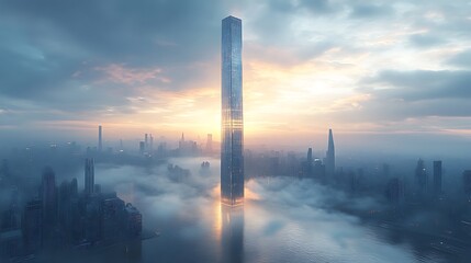 Naklejka premium Minimalist urban skyline tower modern design high resolution image