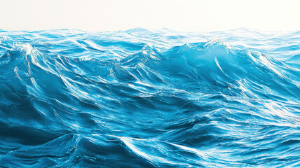 A serene watercolor painting of rolling waves, blending soft blue and turquoise hues, capturing the gentle flow of a tropical ocean, evoking tranquility and calmness in its soothing colors.