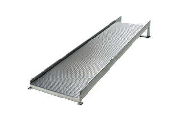 Metal ramp for wheelchair and senior access isolated on transparent background