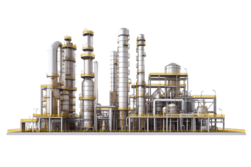 Oil refinery isolated on transparent background